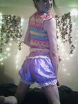 millie in satin purple bloomers and diaper!