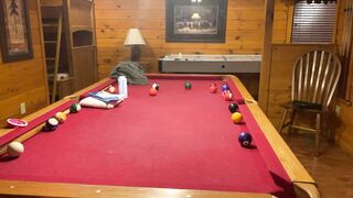 Changing my messing diaper on pool table