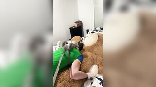 Diapered puppy wet cock suck