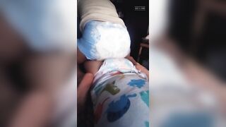 Two naughty babies in thic and wet diapers 