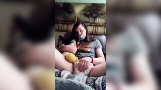 FaylynnTheABDL - Masturbating In Diaper While Holding Stuffie And Drinking Bottle