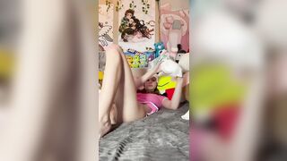 cute girl peeing in her diaper