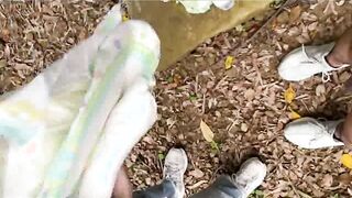 Diaper change by mommy out in the park