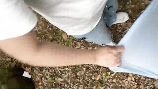 Diaper change by mommy out in the park