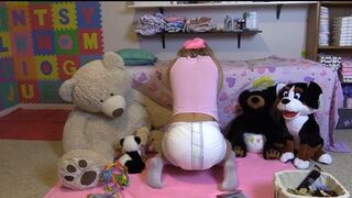 Messes Diaper Whilst Playing in Nursery