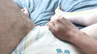 Stroking my crinkly diaper till I cum