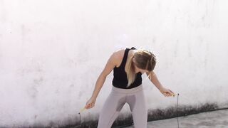 Caireen peeing her leggings