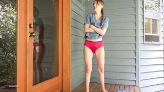 Destinationkat pees in her scrubs again