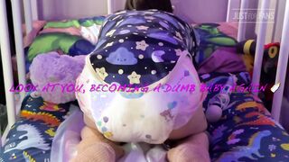 Diaper girl messes like a dumb baby
