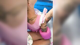 Cherry-Charlotte-WE both take off swimwear, I pee in my dip & lola take off her dip t