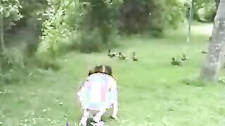 Tiffany Playing with the ducks ducks.