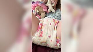 Abdl girl in wet diaper