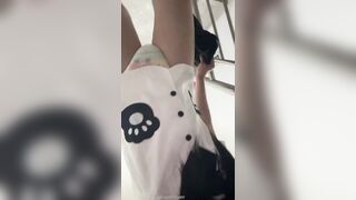 Girl wets her diaper outside public