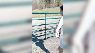 Baby girl climbs over fence