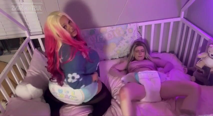 Two ABDL girls with an Enema