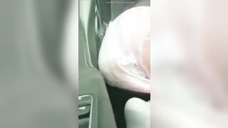 Girl poops here diaper in car.