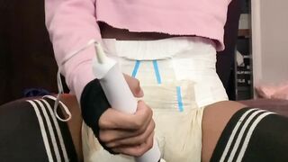 Femboy Edges himself then Cums in a Messy Diaper