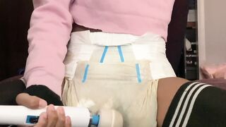Femboy Edges himself then Cums in a Messy Diaper