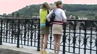 Sandra and friend go on a panty pooping trip in public