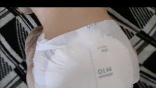 sexy girl out walking in her diaper