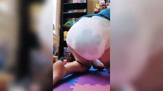 Woman messing up diaper