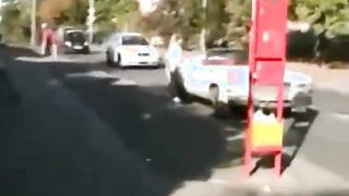 Sexy public shit girl messing her pants in the park