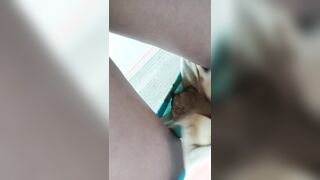 Girl shows mess in cloth diaper