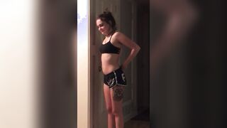 Cute girl shows Pull up