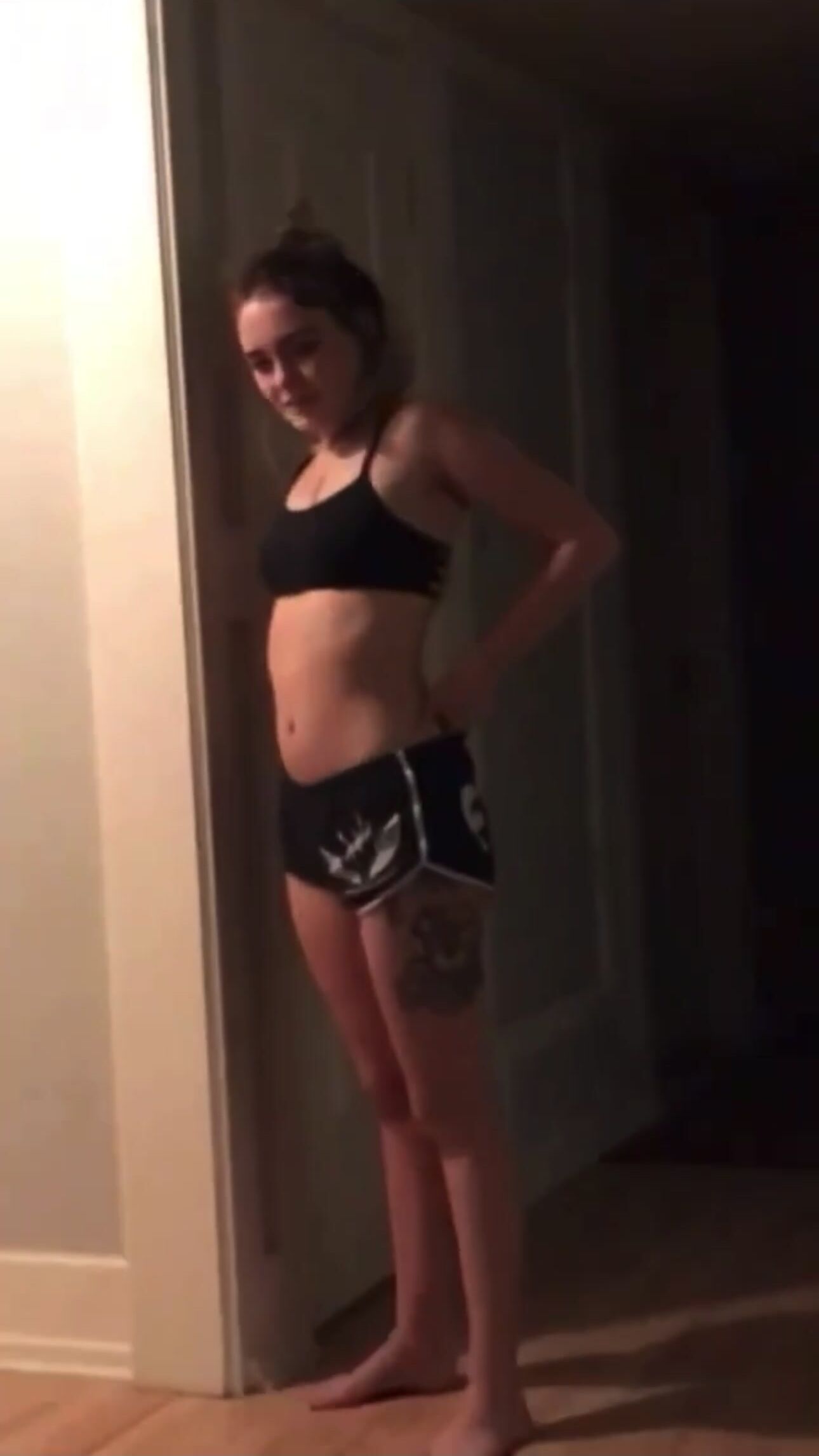 Cute girl shows Pull up