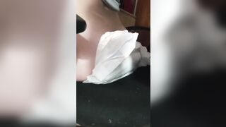 Girl poops open diaper