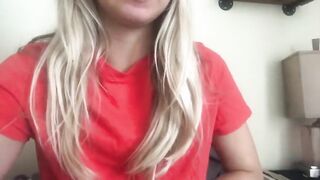 Blonde girl messes diaper while sleeping