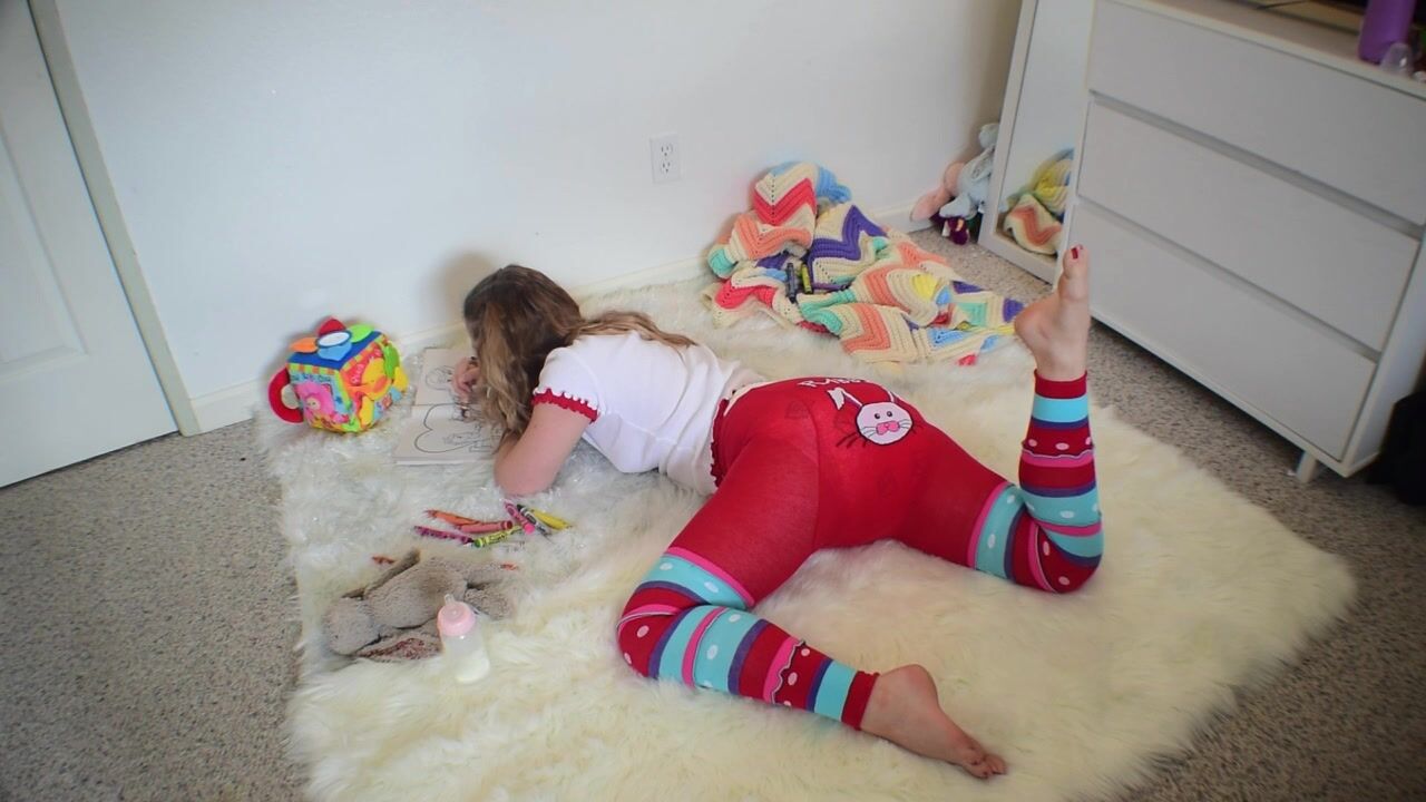 Chloe Messes Her Diaper While Coloring