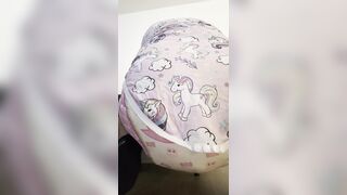 Girl pooping diaper