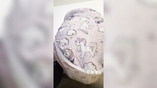 Girl pooping diaper