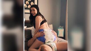 Diapered boyfriend have fun. Exposed