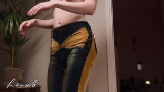 Lanreta wets and leaks her diaper