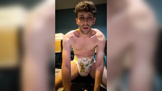 Diaper rubbing while smelling dirty shoe