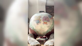 Diaper Boy filling his Diaper with a big Enema