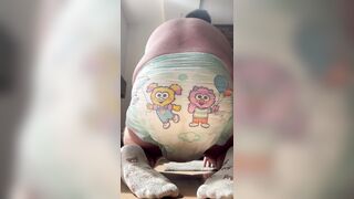 Diaper Boy filling his Diaper with a big Enema