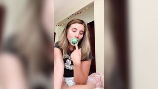 Cute girl poops her pull up during nap