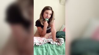 Cute girl poops her pull up during nap