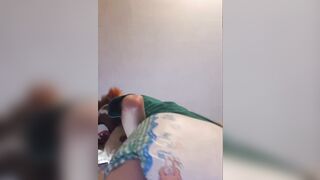 Cute diapered fursuiter sits on you