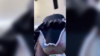Fursuiter in maid dress shows off soaked diaper