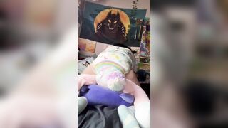 Fursuiter humps plush in wet diaper