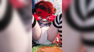 Fursuiter noisily messes their diaper and gets embarrassed
