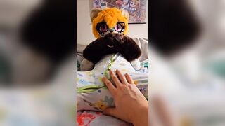 Fursuiter gets wet diaper rubbed
