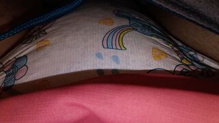 Outside showing off my wet pull-up diaper