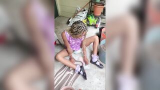 Diaper Girl Squishes Around Outside