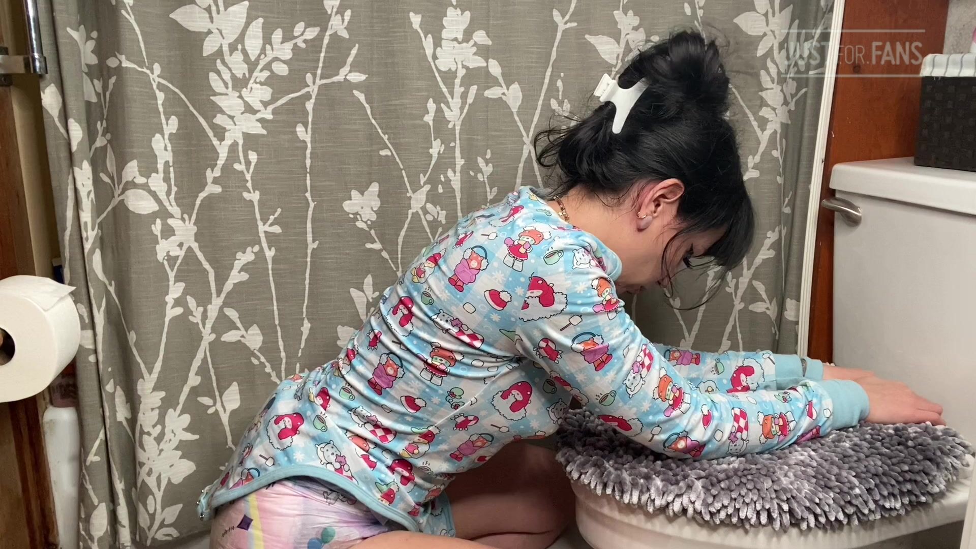 Messy diaper on the toilet