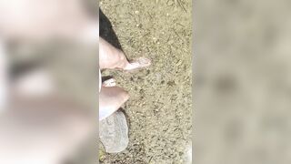 In diaper outside